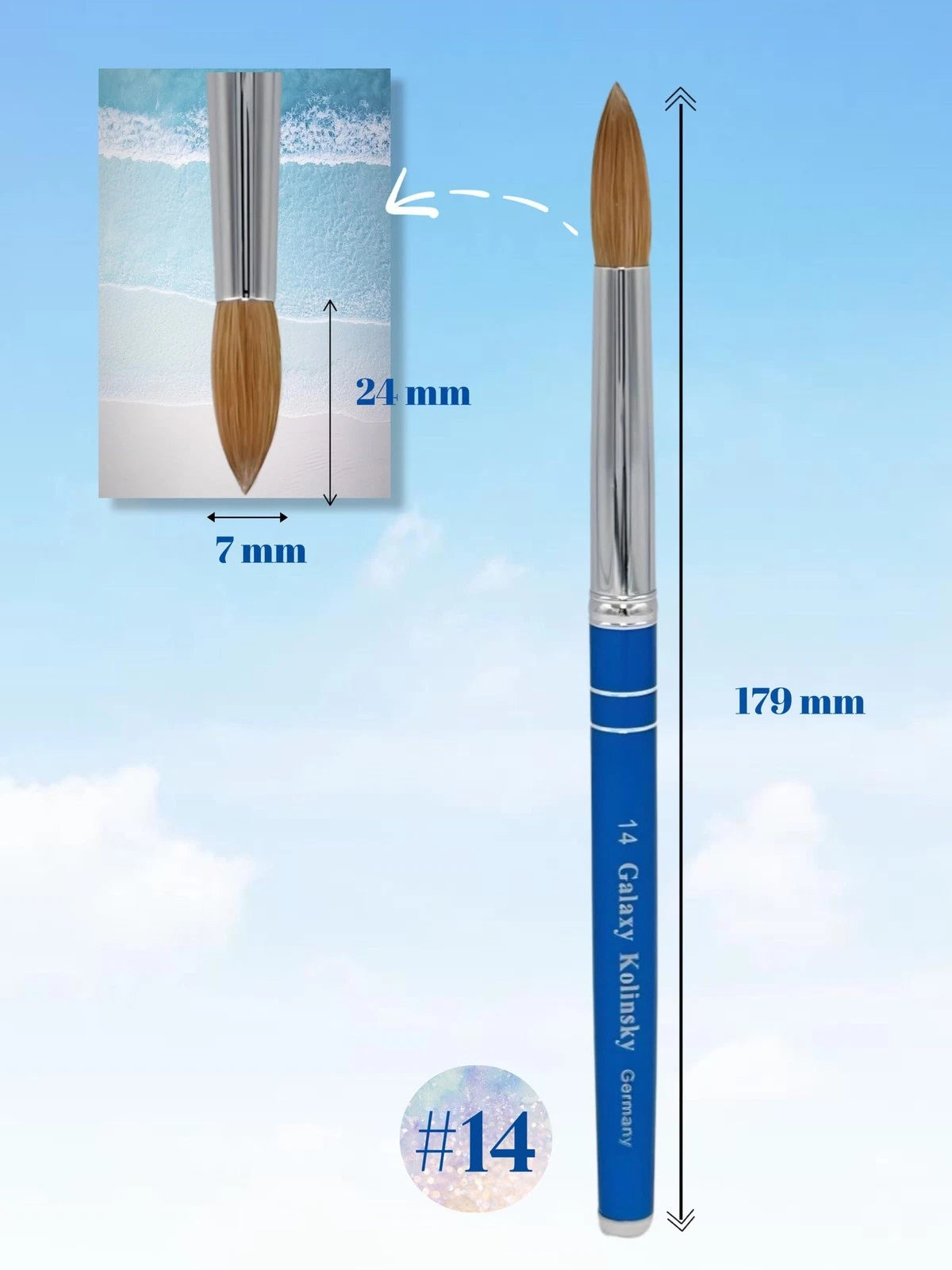 Size 14 Kolinsky Acrylic Nail Brush for Galaxy