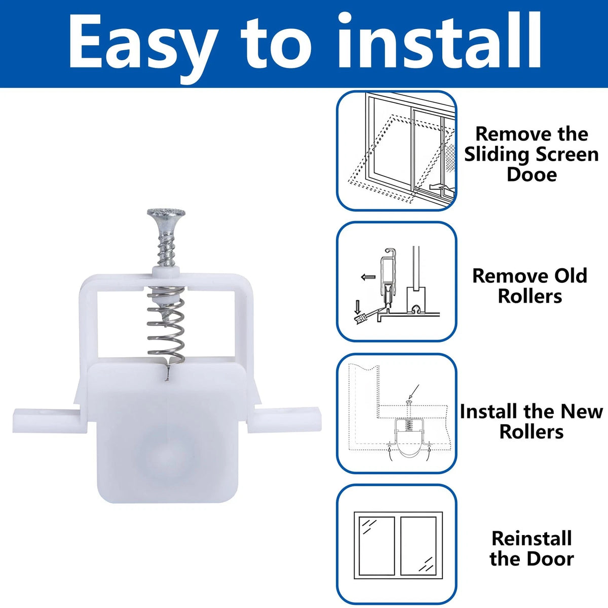 Set of 4 Screen Door Roller Wheels for Sliding Doors