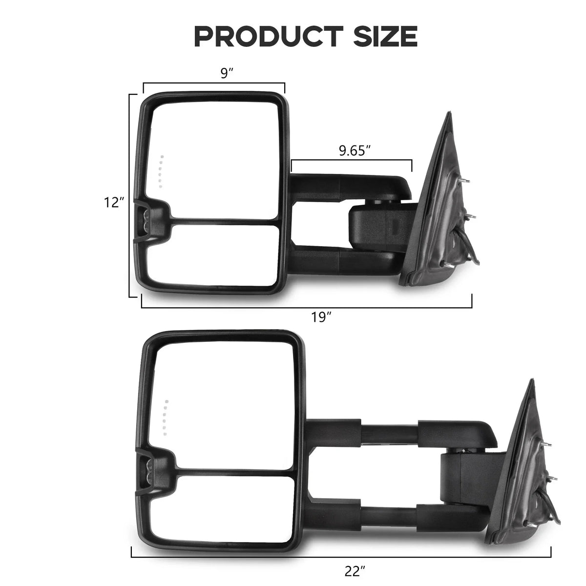 Set of 2 Chrome Power Heated Tow Mirrors for Silverado Sierra (2014–2018)