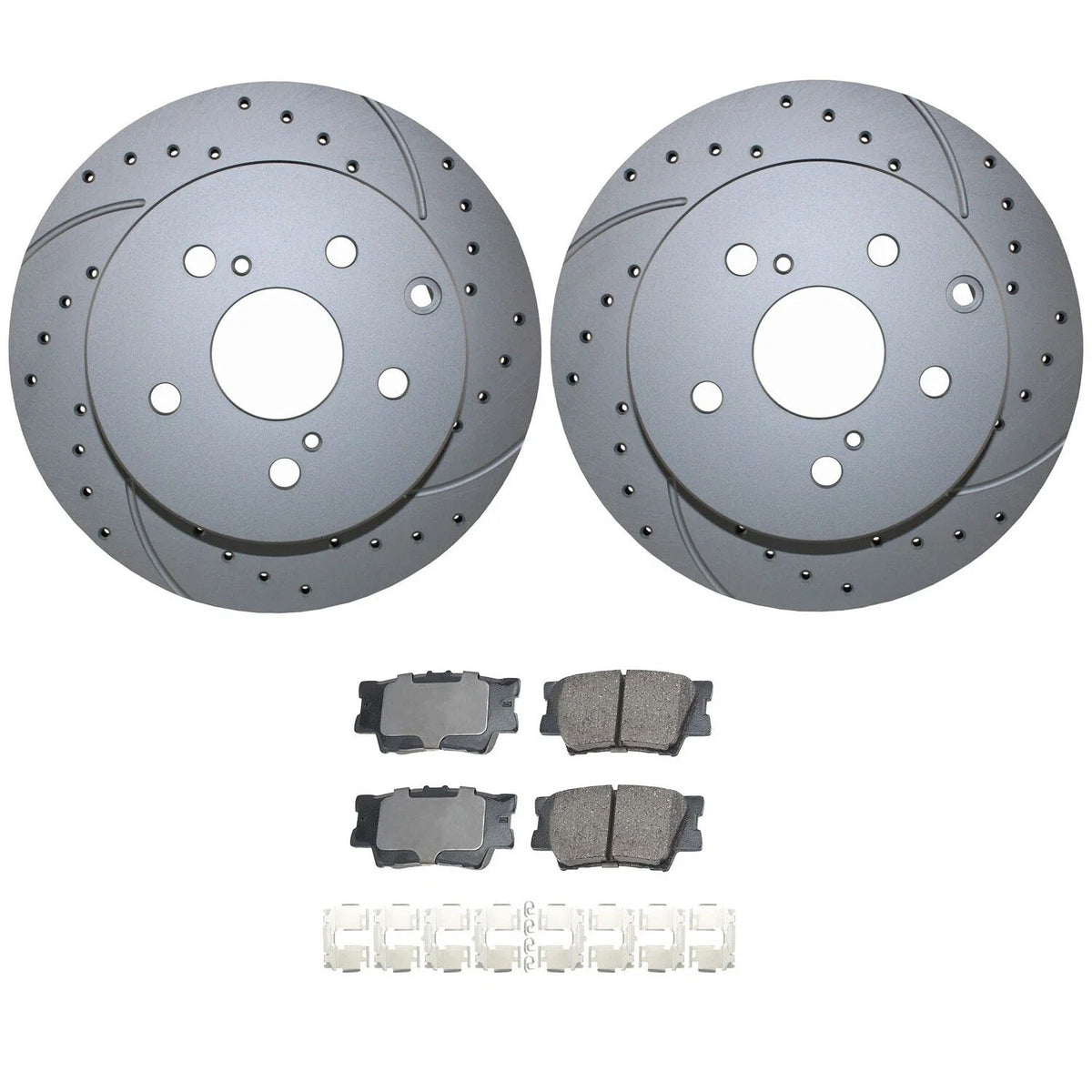 Rear Brake Kit Set of 4 Drilled Rotors & Ceramic Pads for HS250h RAV4 (2010–2015)