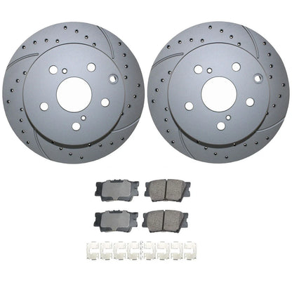 Rear Brake Kit Set of 4 Drilled Rotors & Ceramic Pads for HS250h RAV4 (2010–2015)