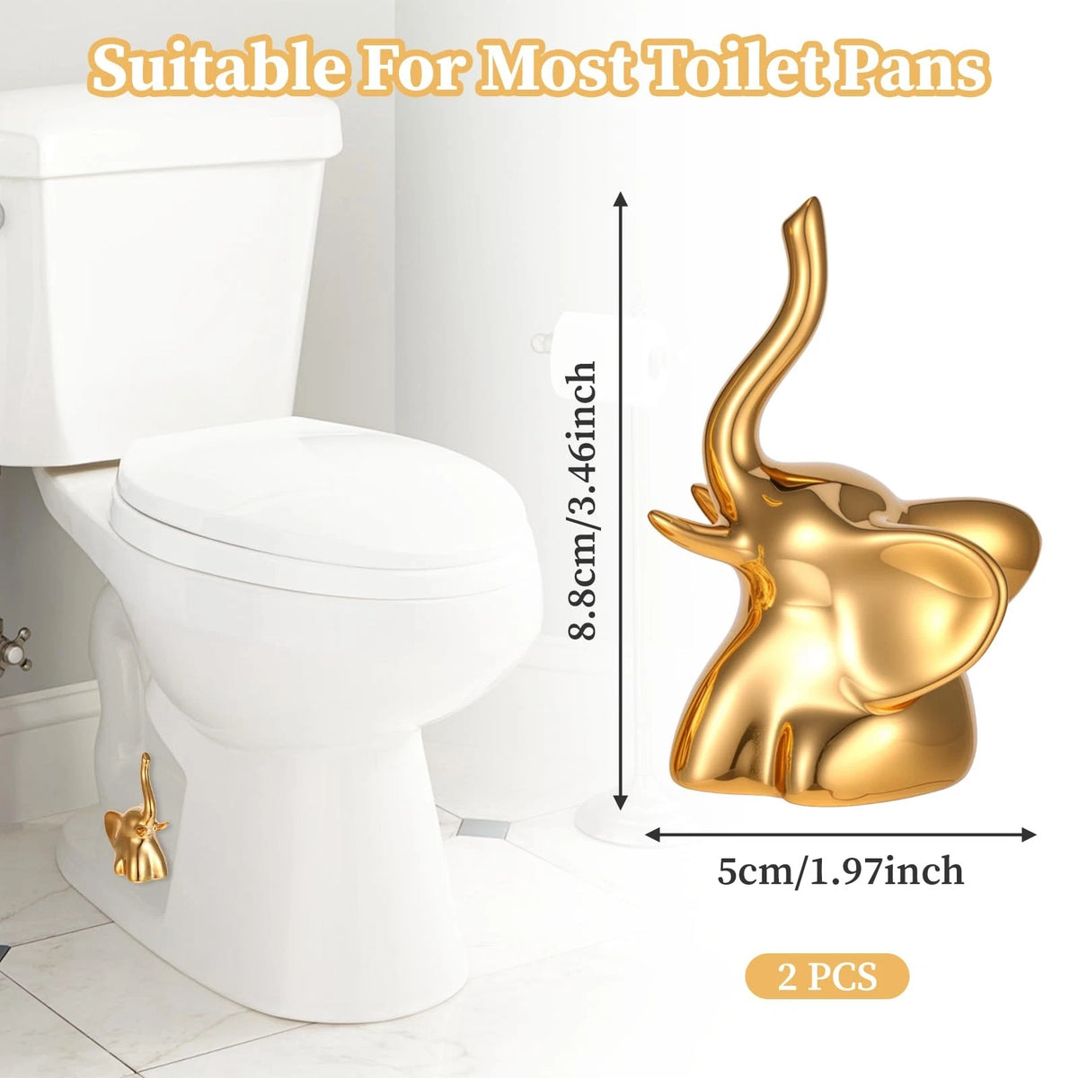 2Pcs Decorative Gold Ceramic Toilet Bolt Covers 3.46in x 1.97in