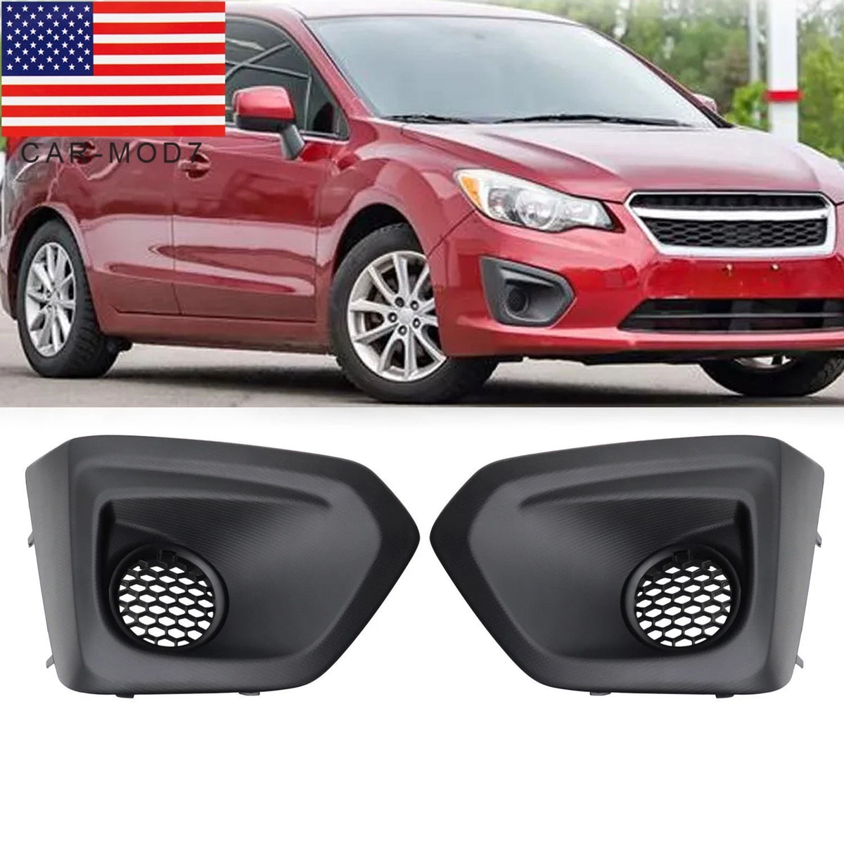 Pair of Front Bumper Fog Light Bezel Covers for Subaru Impreza (2012–2014) 57731FJ000, 57731FJ010