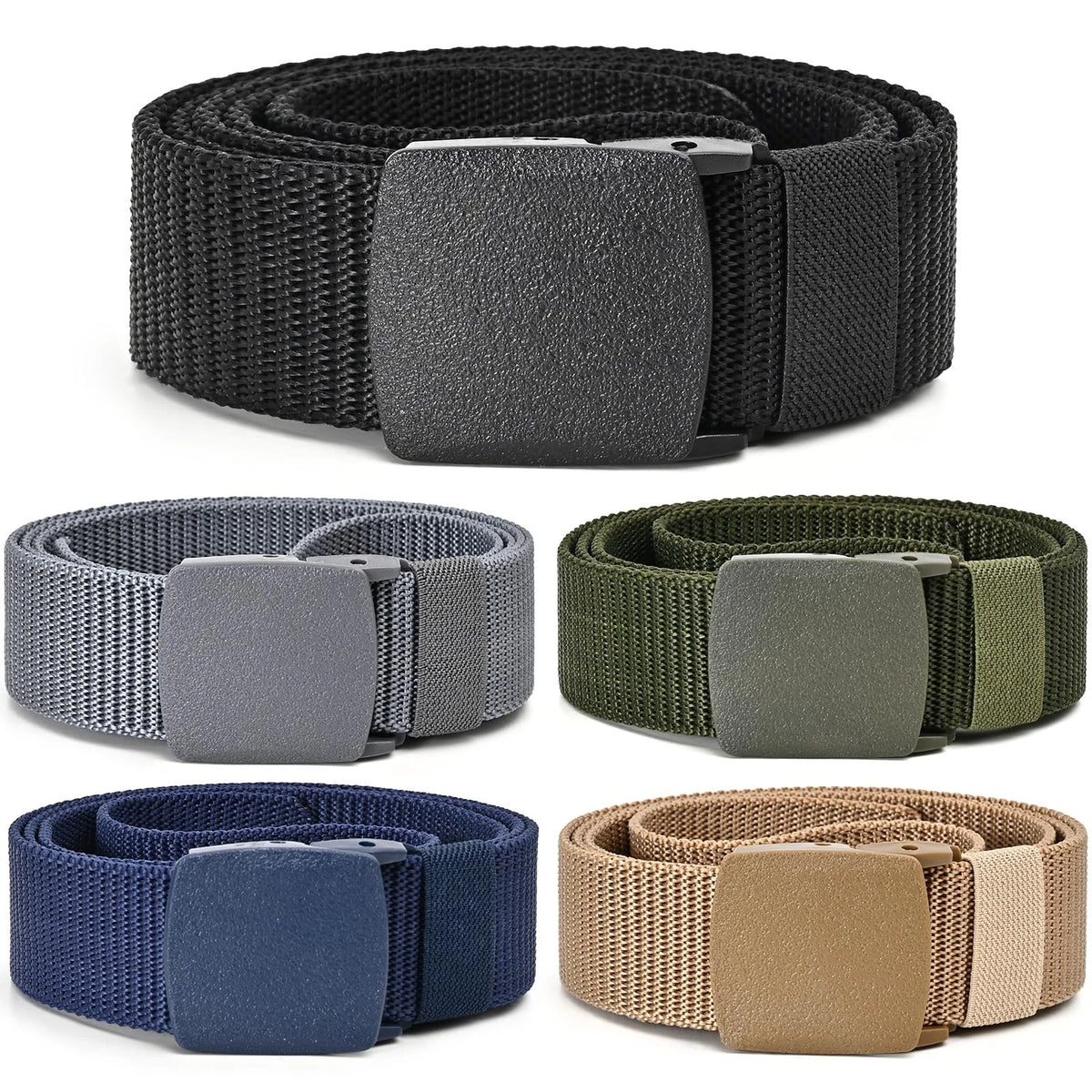 5 Pack Tactical Nylon Belts for Casual Military Use