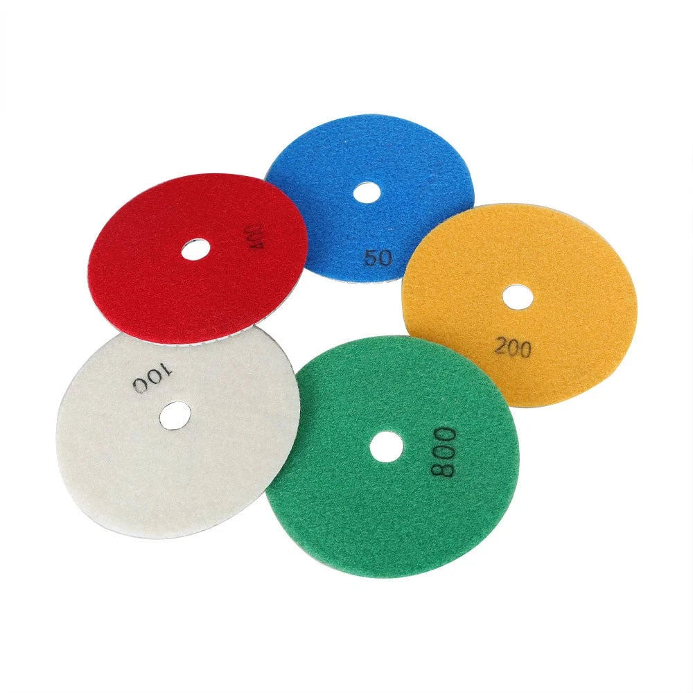 Set of 5 Inch Diamond Concrete Polishing Pads for Quartz Marble Stone