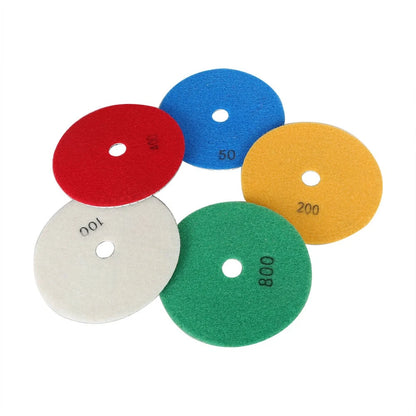 Set of 5 Inch Diamond Concrete Polishing Pads for Quartz Marble Stone