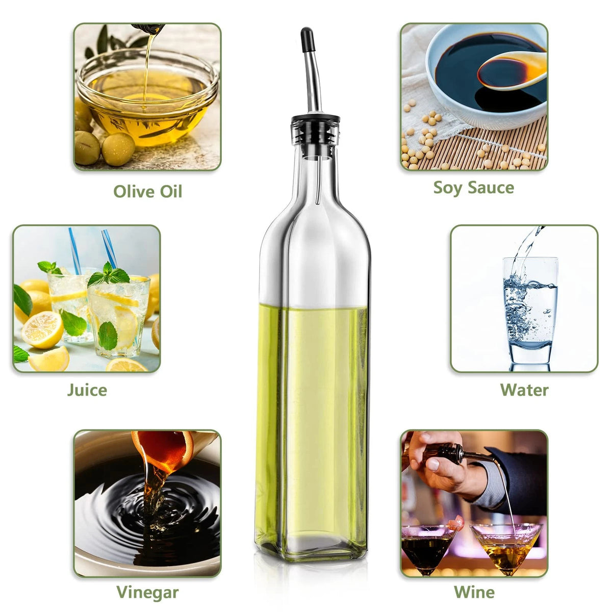 2X Glass Olive Oil Dispenser Bottle for Kitchen Use