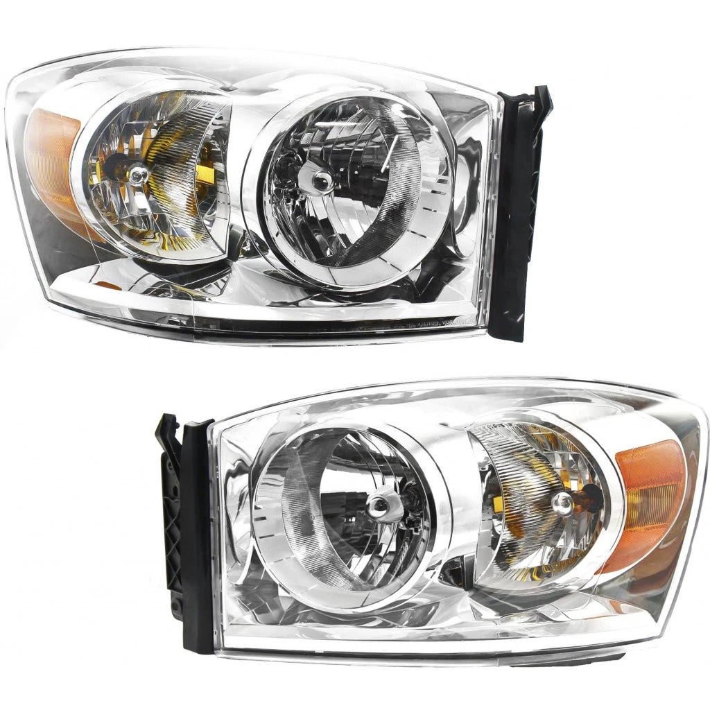 Pair of Headlights for Dodge Ram Pickup (2007–2008) PLX-M0-20-6874-00-CL360A55, CH2502180, CH2503180