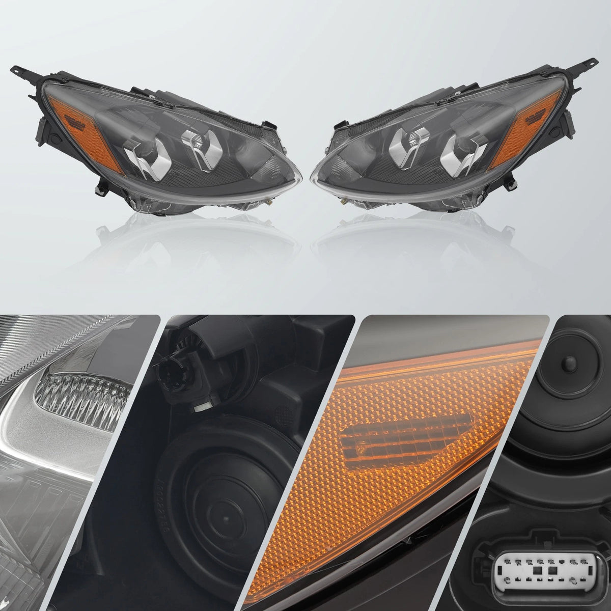 Set of 2 Halogen Headlights for Ford Escape (2020–2022) LJ6Z13008D, LJ6Z13008C