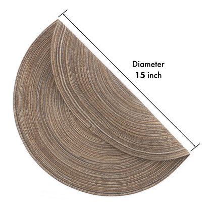 Set of 4 Round Braided Placemats for Home Dining (Washable, Heat Resistant)