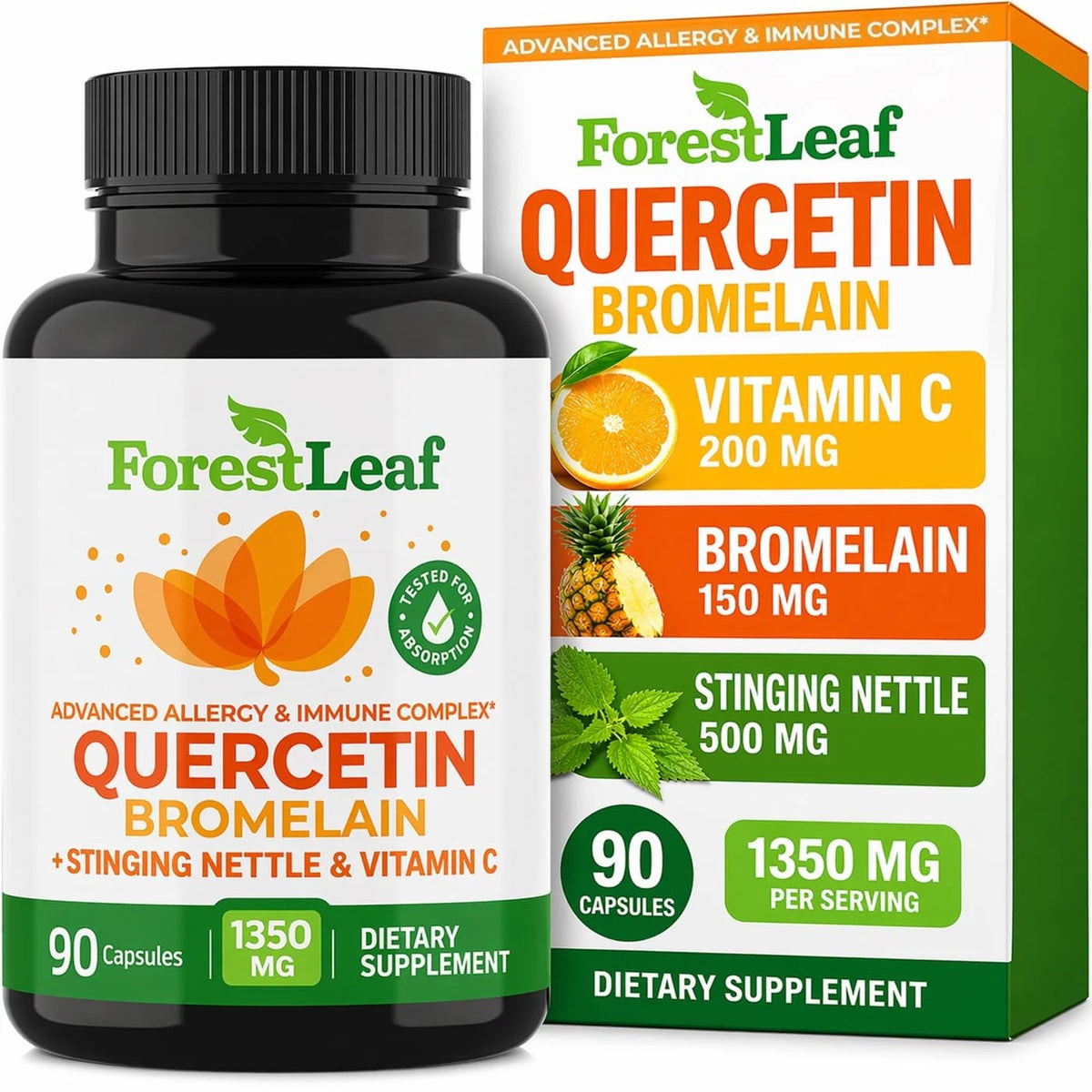 Quercetin with Bromelain 1350mg for Health Support (90 Count)