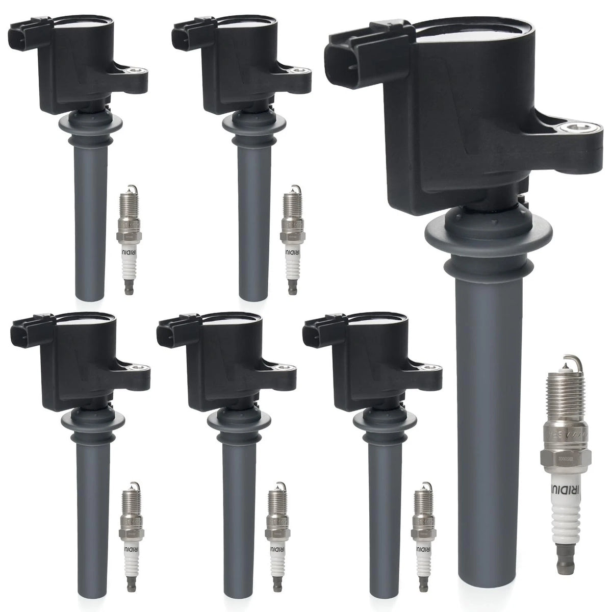 Ignition Coil Pack & Iridium Spark Plugs Set for Ford Mazda Mercury (3.0L V6)