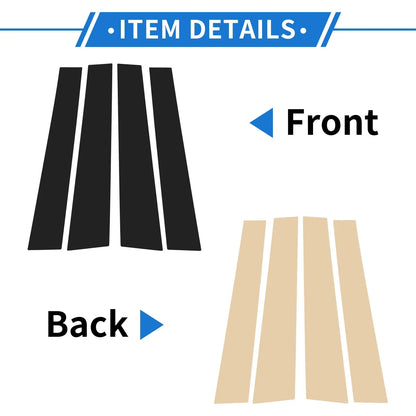 Set of 4 Door Pillar Window Trim for Mitsubishi L200 (2005–2014) Black