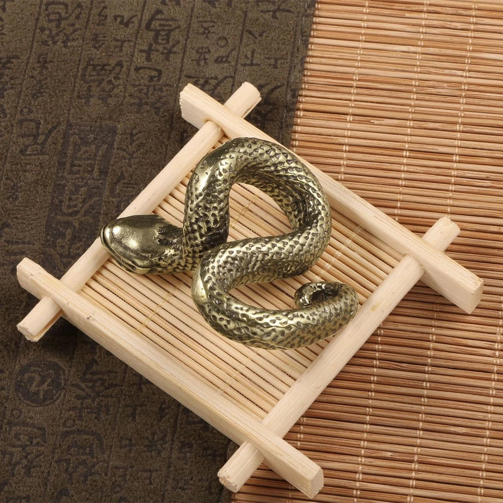 Solid Brass Snake Figurine for Garden and Home Decor