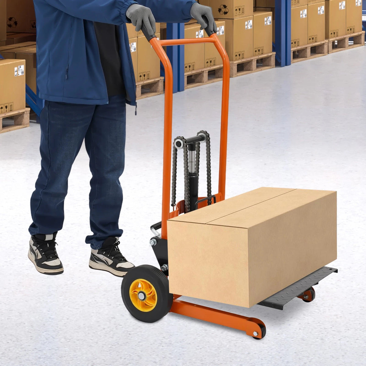 Hydraulic Material Lift Winch Stacker for Adjustable Height Pallet Dolly