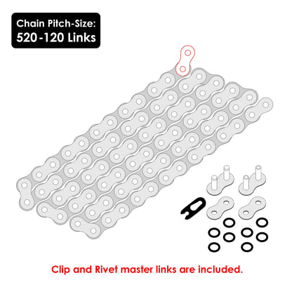 Black Drive Chain 520 X 120 Links for ATV Quad (CP2003CH121DM)