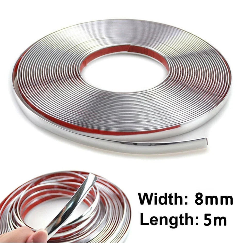 Chrome Polished Trim Tape 5M Length 8mm for Automotive Applications