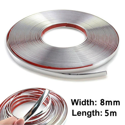 Chrome Polished Trim Tape 5M Length 8mm for Automotive Applications