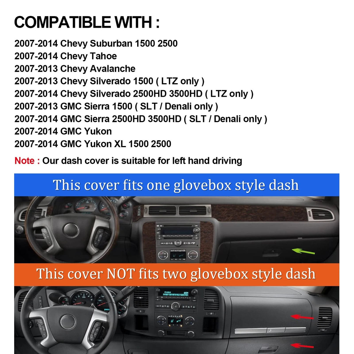 Dashboard Cover for Chevy (2007–2014) - Brown Dash Mat Pad