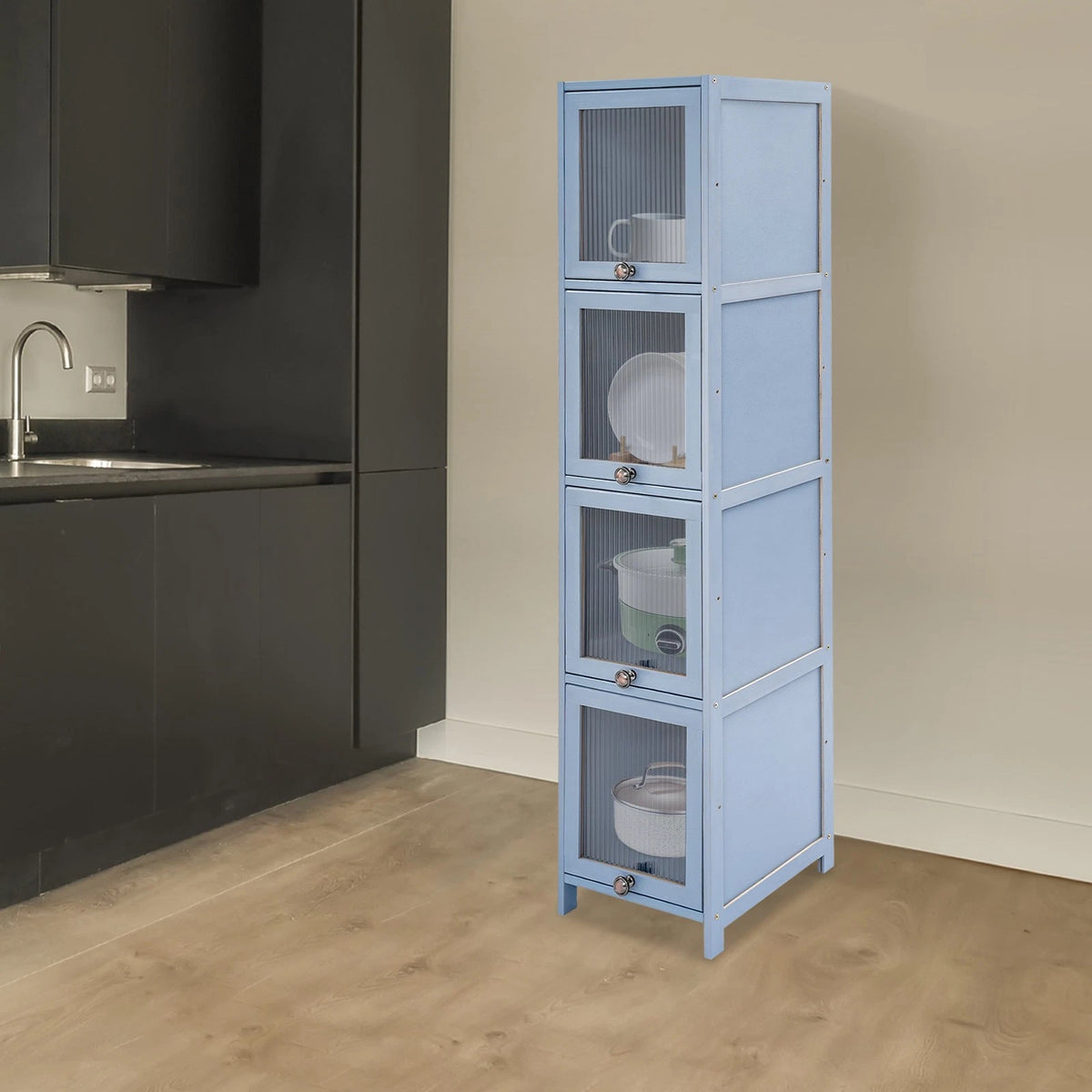 Small Narrow Corner Cabinet Organizer for Floor Storage (30x33x140cm)