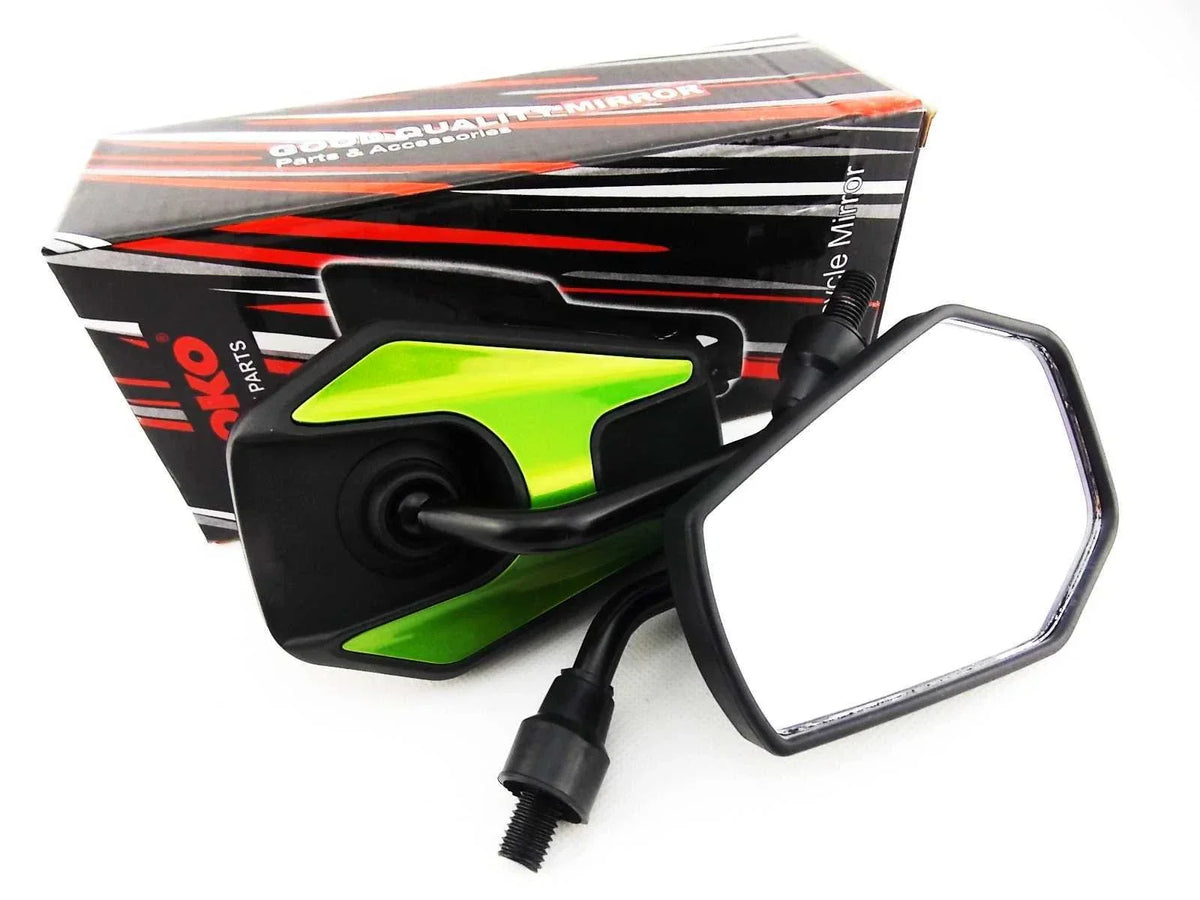 Black Green Hex Soko Mirrors for Honda GB400TT (1985-1992)
