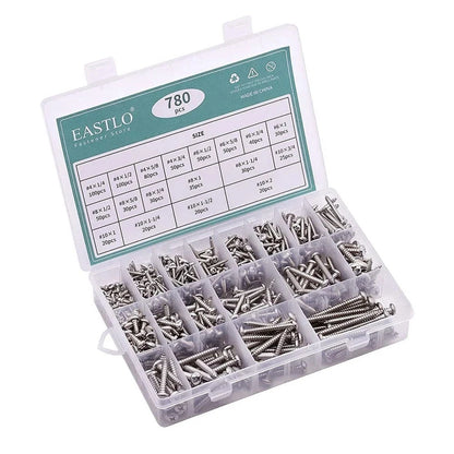780 PCS Pan Head Sheet Metal Screws Assortment 304 Stainless Steel