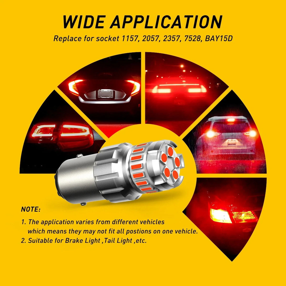 2X Red BAY15D 1157 LED Brake Light Bulbs for