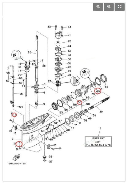 Propeller Shaft Seal Kit for Yamaha 2 Stroke 25-90 HP Outboard