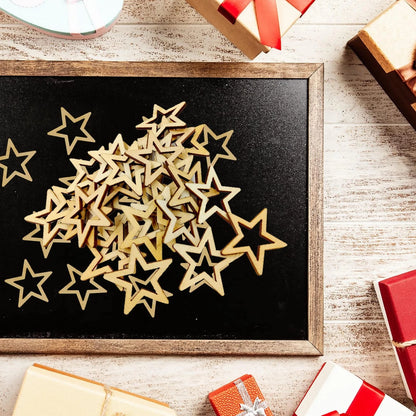 25pcs 50mm Wooden Star Embellishments for Scrapbooking Decoration