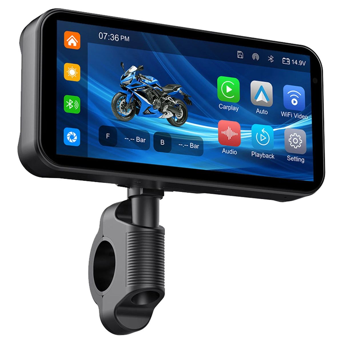 6.25" IPS Motorcycle GPS Receiver with Wireless CarPlay & Android Auto