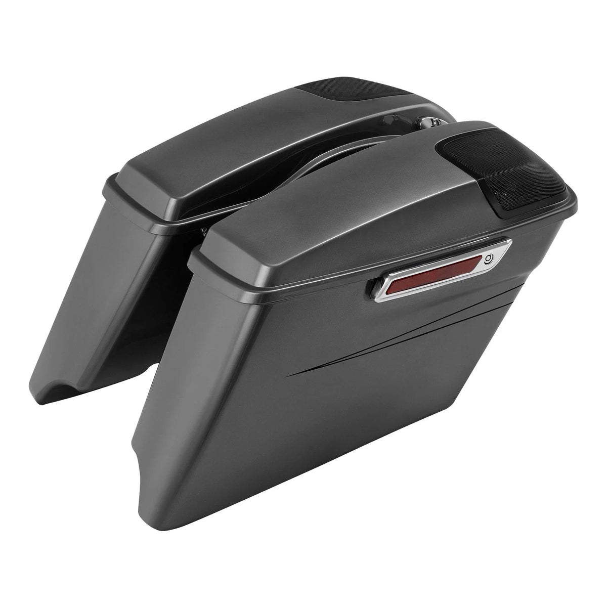 4" Stretched Hard Saddlebags for Harley Touring (2014–2023) Charcoal Pearl