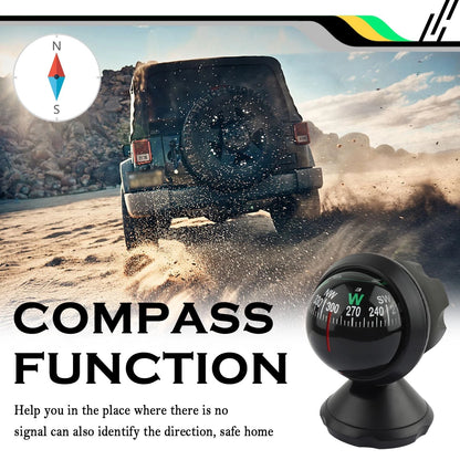 Compass for Car with Bottom Stick (3.23x2.55x2.05 inch, Black)