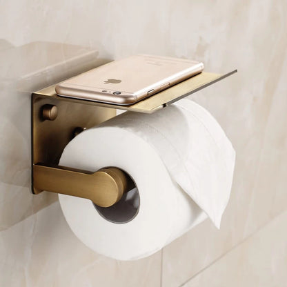 Antique Bronze Toilet Paper Holder with Shelf for Wall Mount
