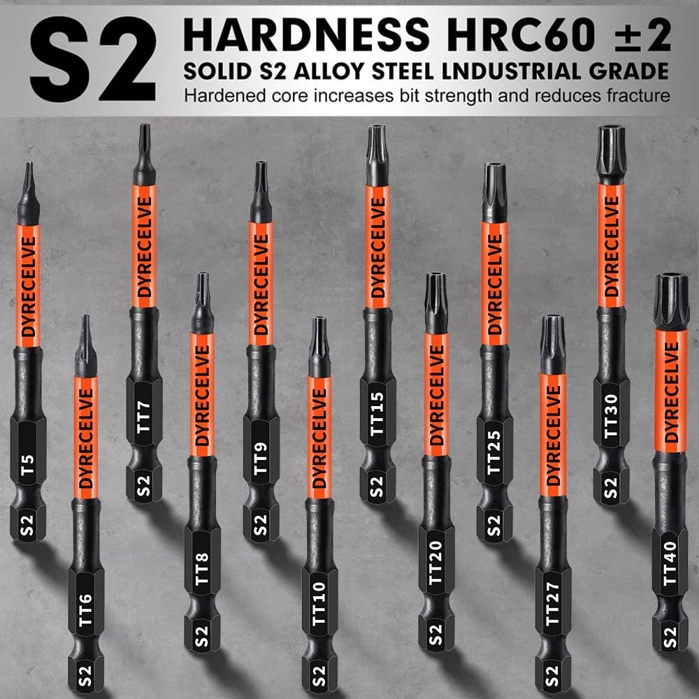 12-Pack Impact Security Torx Bit Set 3-Inch Long S2 Steel