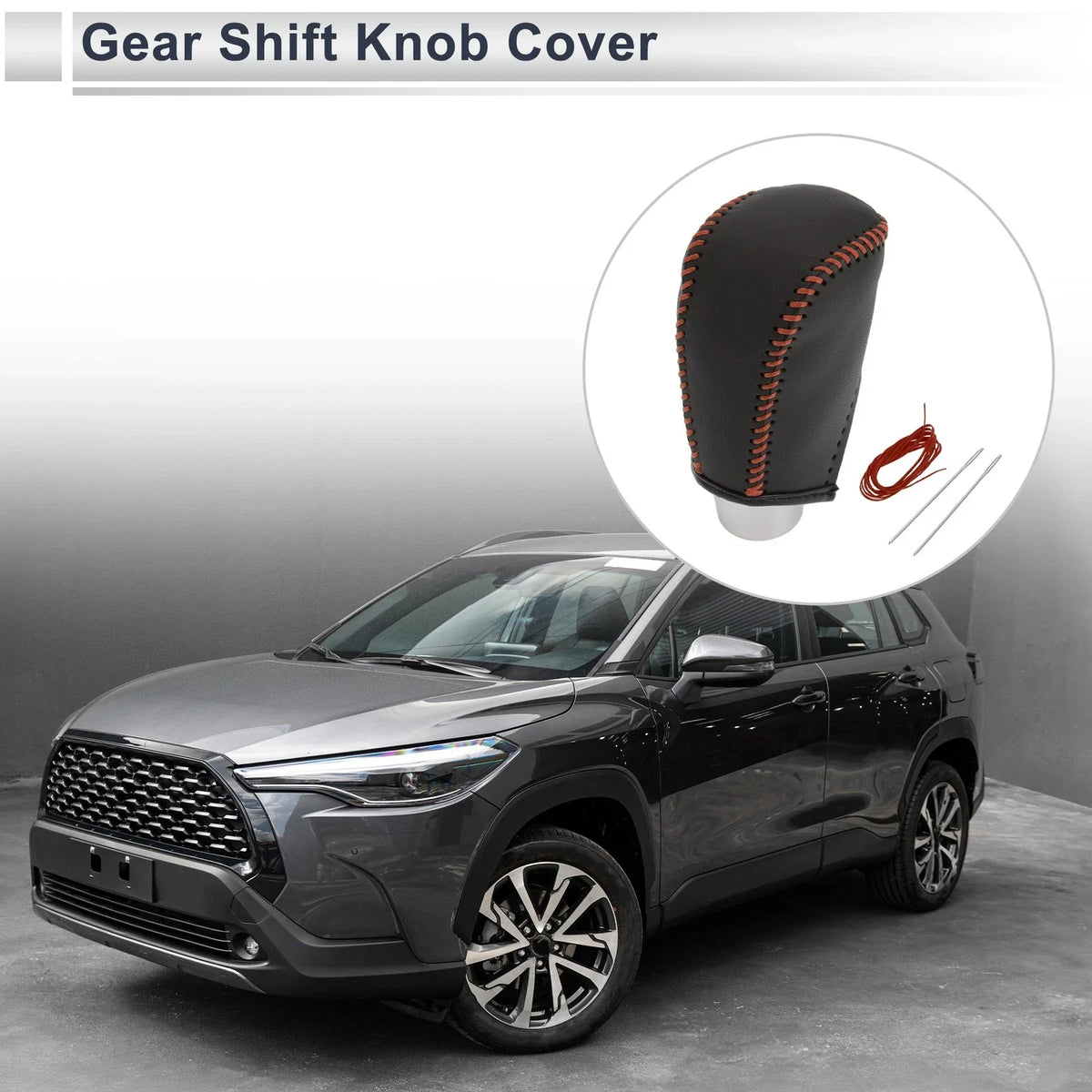 Gear Shift Knob Cover for Toyota Corolla (2009–2013) Black Brown Faux Leather