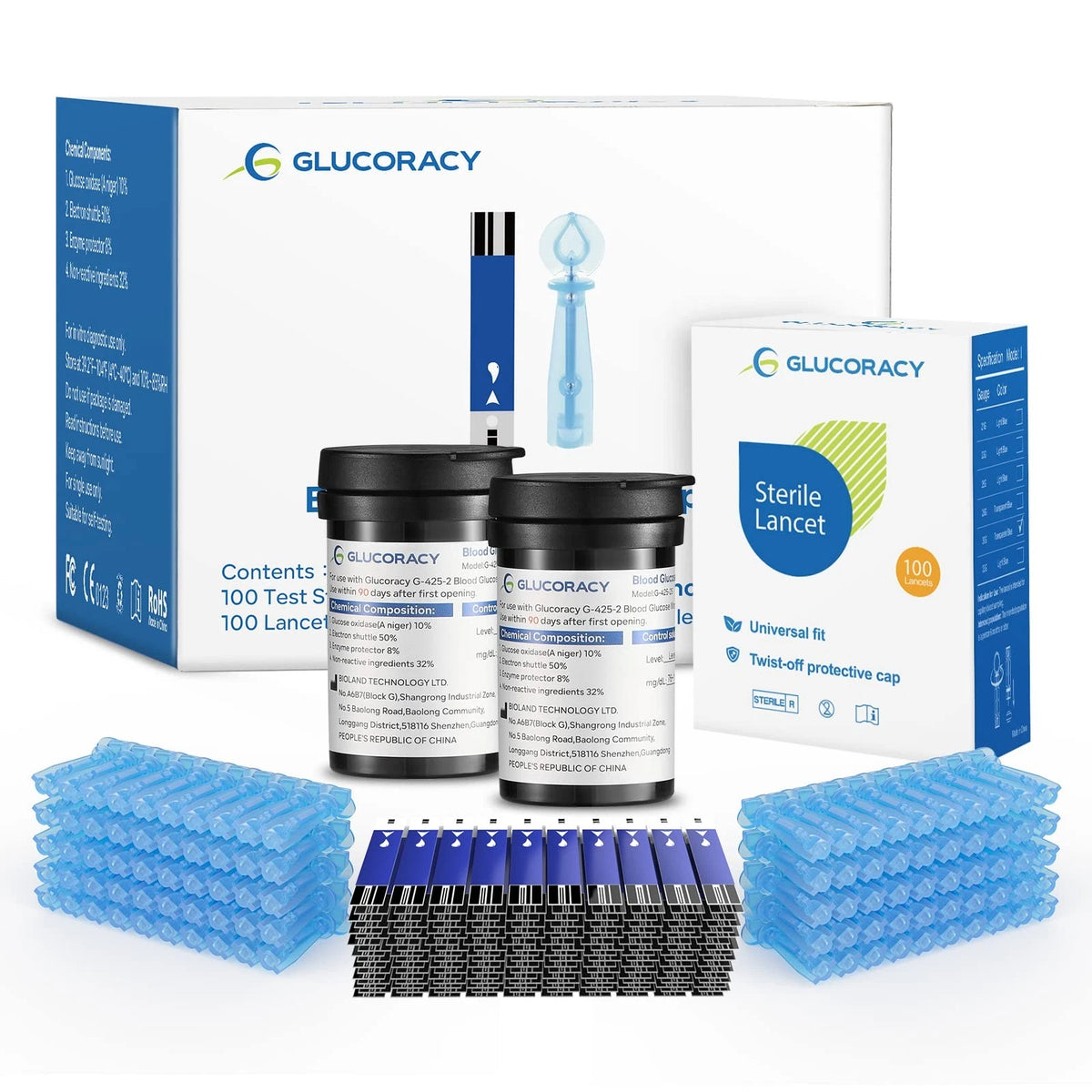 100 Blood Glucose Test Strips for Glucoracy G-425-2
