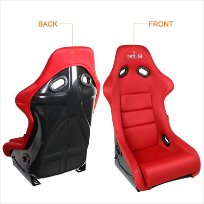 2X Reinforced Fiberglass Fixed Back Racing Bucket Seats for NRG Innovation