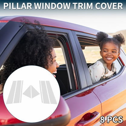 8 Pcs Door Pillar Window Trim for Toyota BZ4X (2022–2023) Chrome Silver Tone