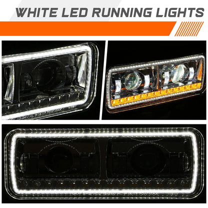 LED Sequential Signal Projector Headlight Chrome for Peterbilt 359 379 389 (1981–2021)