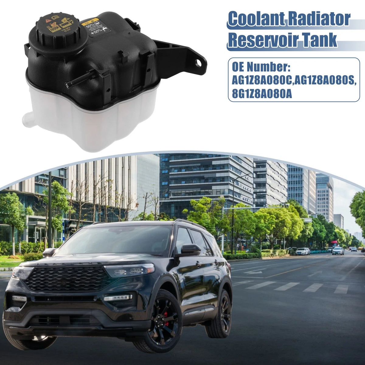 Coolant Radiator Reservoir Tank AG1Z8A080C with Cap for Ford Explorer (2016–2018)