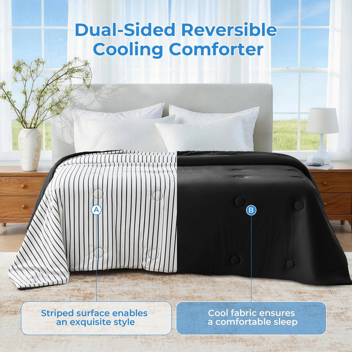 Striped Cooling Comforter for Queen Size (No Part Numbers)