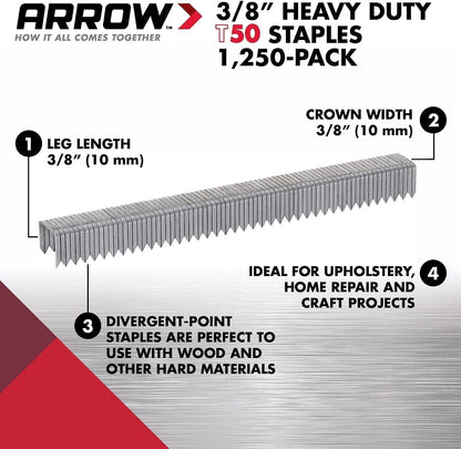 3/8-Inch Heavy Duty Staples for Arrow 506 T50
