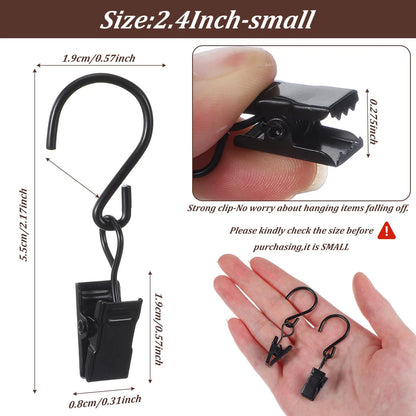 20 PCS S Hook Curtain Clips for Universal Use (2.17 Inch, Black)