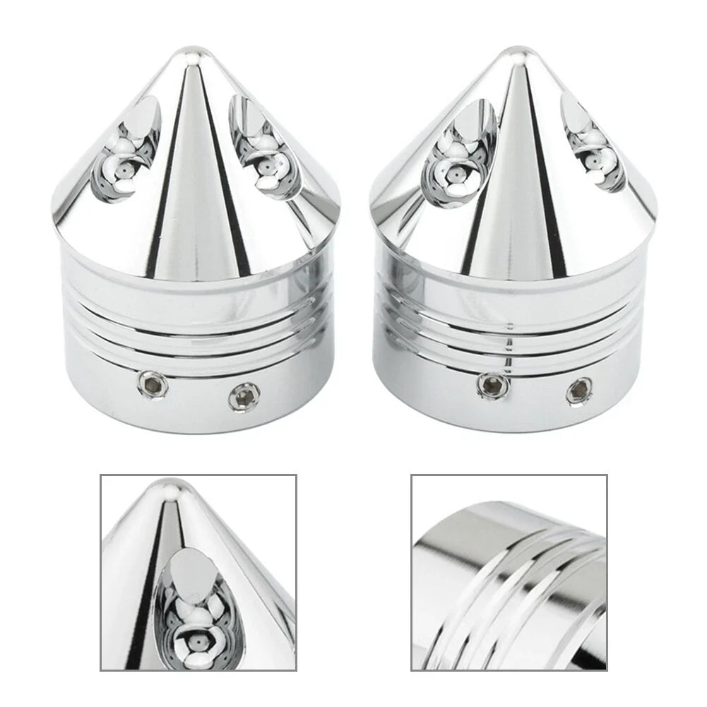 1 Pair Front Wheel Axle Nut Covers for Harley Touring Road Glide Dyna Softail (–)
