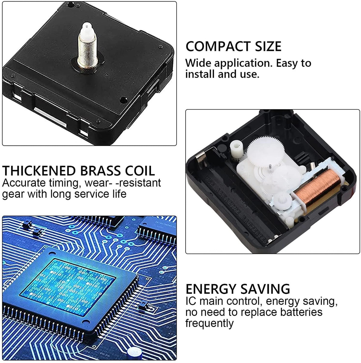 2Pcs Quartz Clock Mechanism Kit for Wall Clocks (16mm & 23mm)