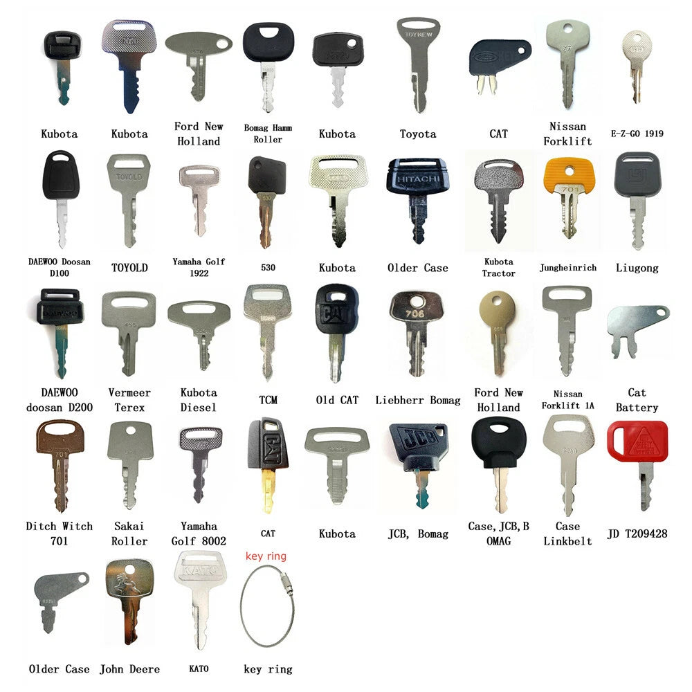 Ignition Key Set for Caterpillar, JCB, Genie, Kubota, Bobcat, Doosan