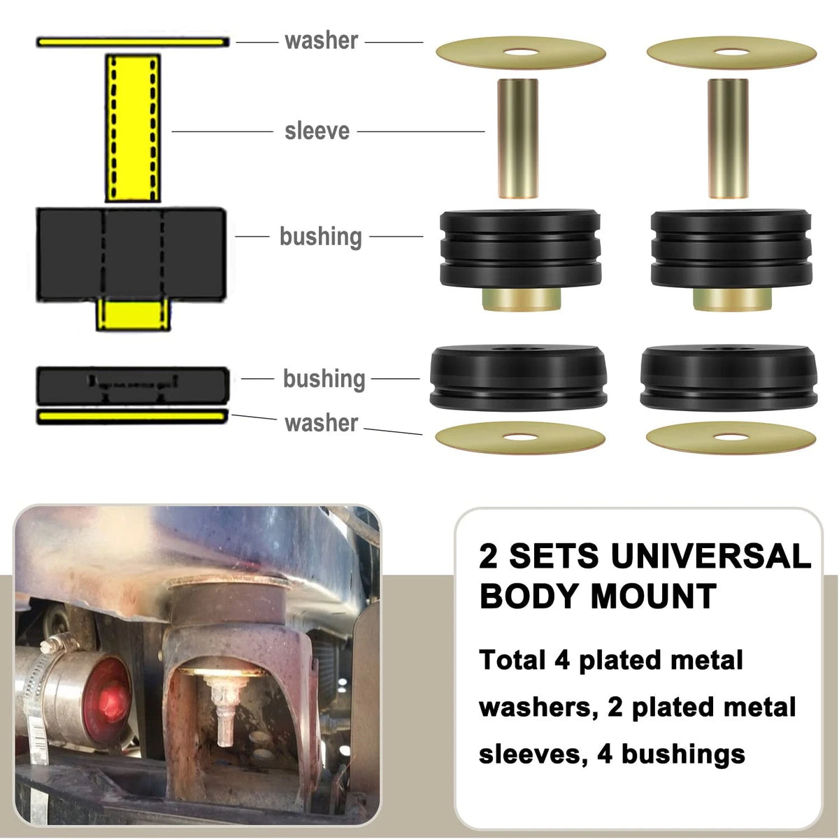 Body Cab Mount Bushing Cushion Kit for Universal Car Frame Street Rod