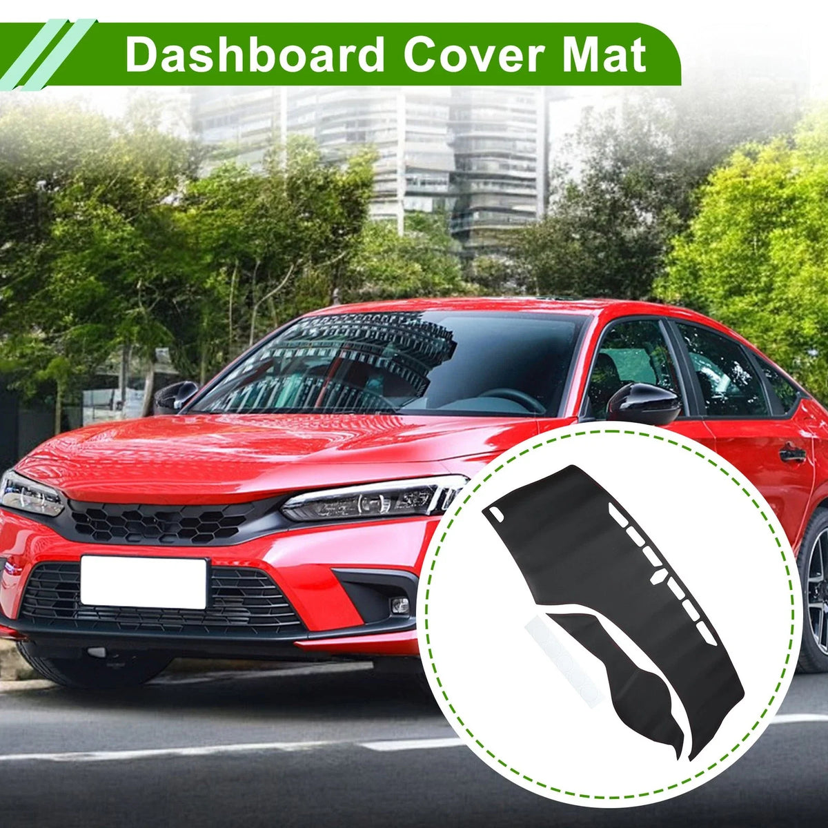 Dashboard Cover for Honda Civic (2012–2015) Dash Mat Carpet Black Red