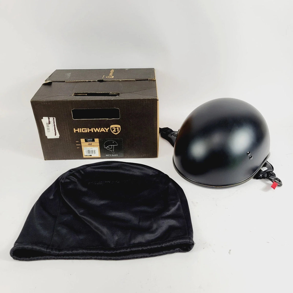 Half Motorcycle Helmet for Highway 21 Model .357 (Large, Matte Black) 77-1101L