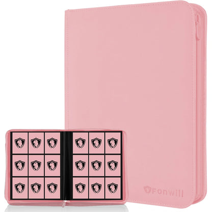 9 Pocket Card Binder for MTG TCG Sports Cards (Double Sided, Pink)